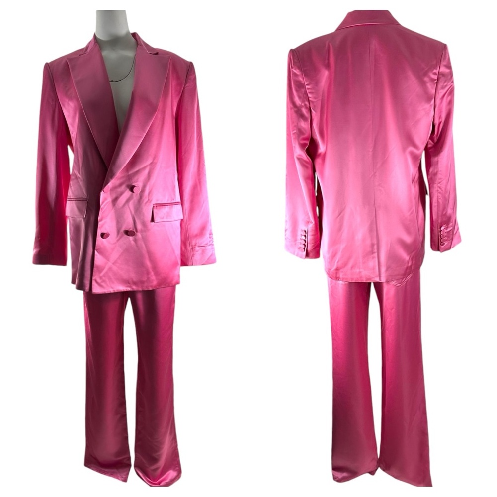 A.L.C Riley Pink Satin Oversized Blazer And Pant 2 Piece Set Size 8